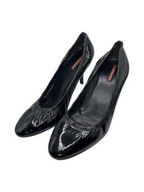Prada Patent Leather Stiletto Heels Black Scrunch Pumps Women’s EU 41 US 11